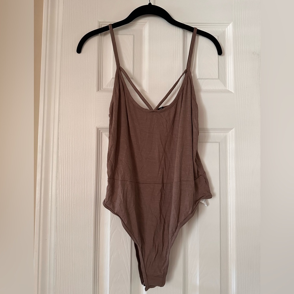 Boohoo Tall Strappy Bodysuit Mocha